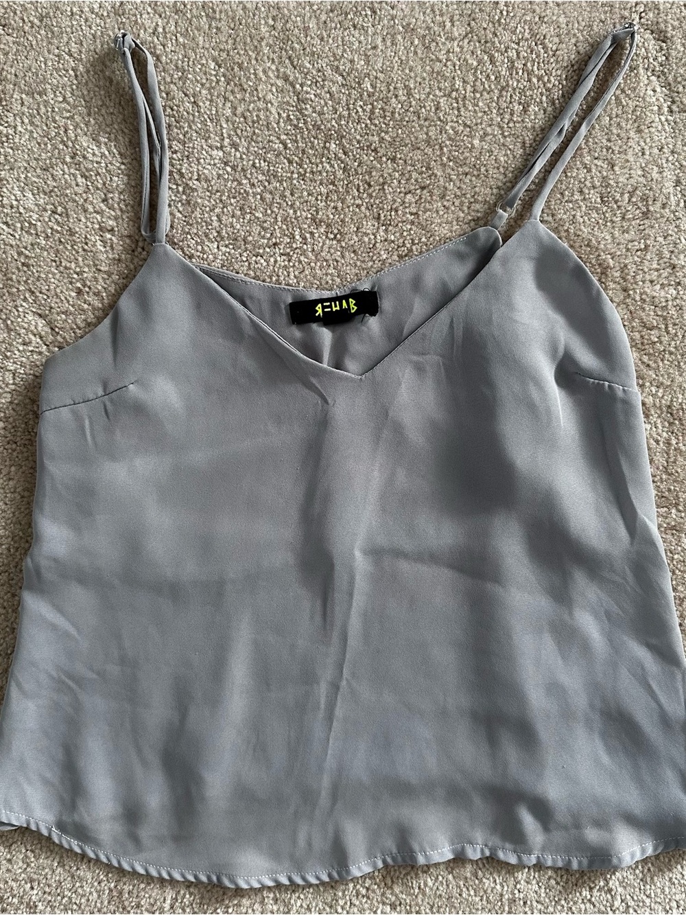 Light Gray V-Neck Adjustable Spaghetti Strap Cami Top